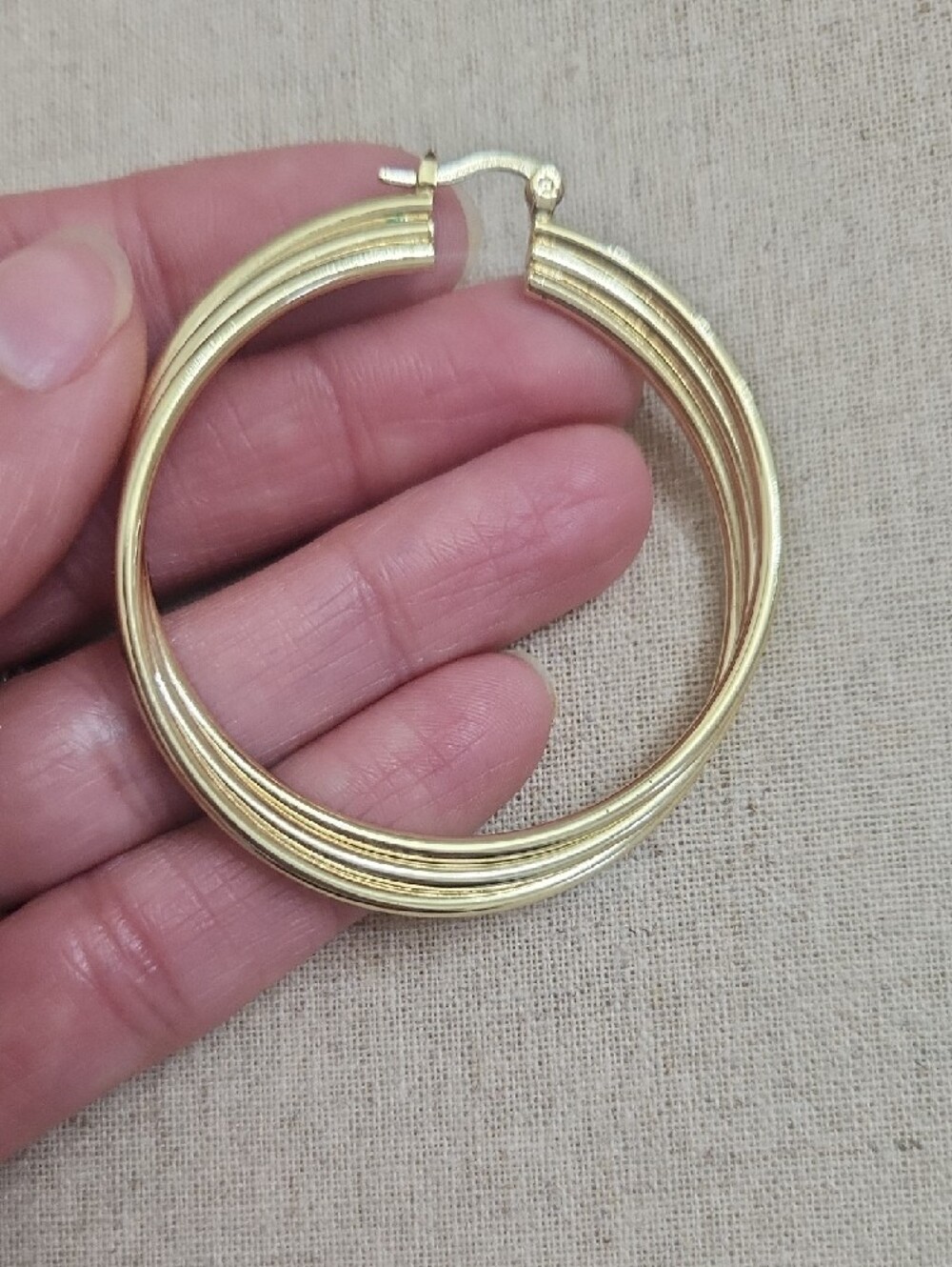 Goldtone Multi-Band Hoop Earrings - Picture 3 of 3